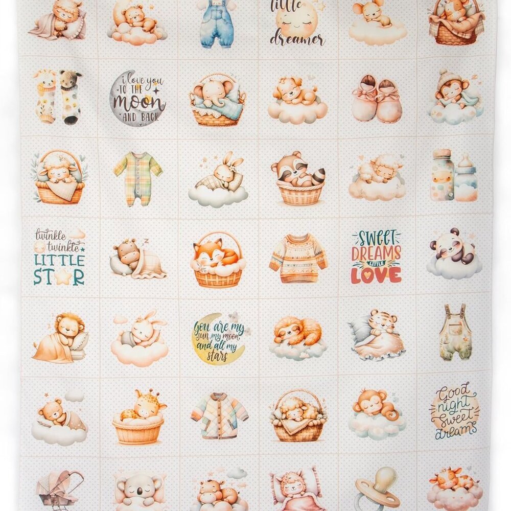 Multicolor Cotton Charm Pack & Panel for Quilts, Kids' Games - 42 Unique Beige/C